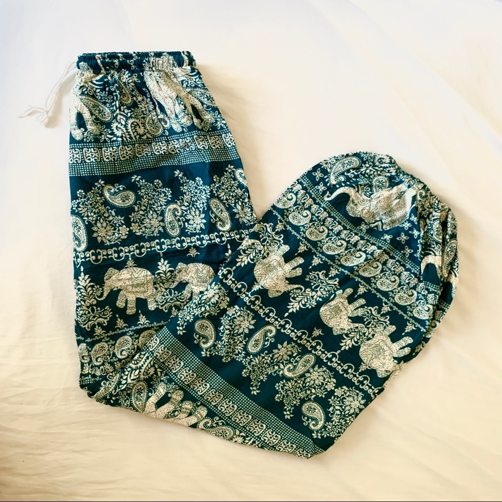 Turquoise Boho Thai Elephant Pants